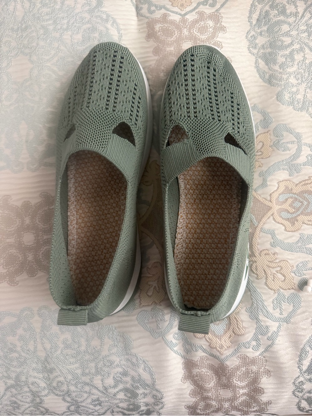 Lightweight Slip-On Knit Sneakers — Sage Green
